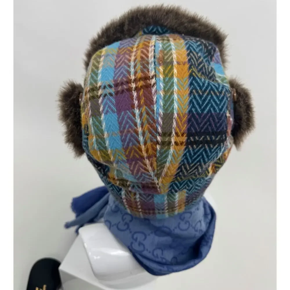 Manhattan Company Tweed Faux Fur Hat Insulated Lining Winter Hat